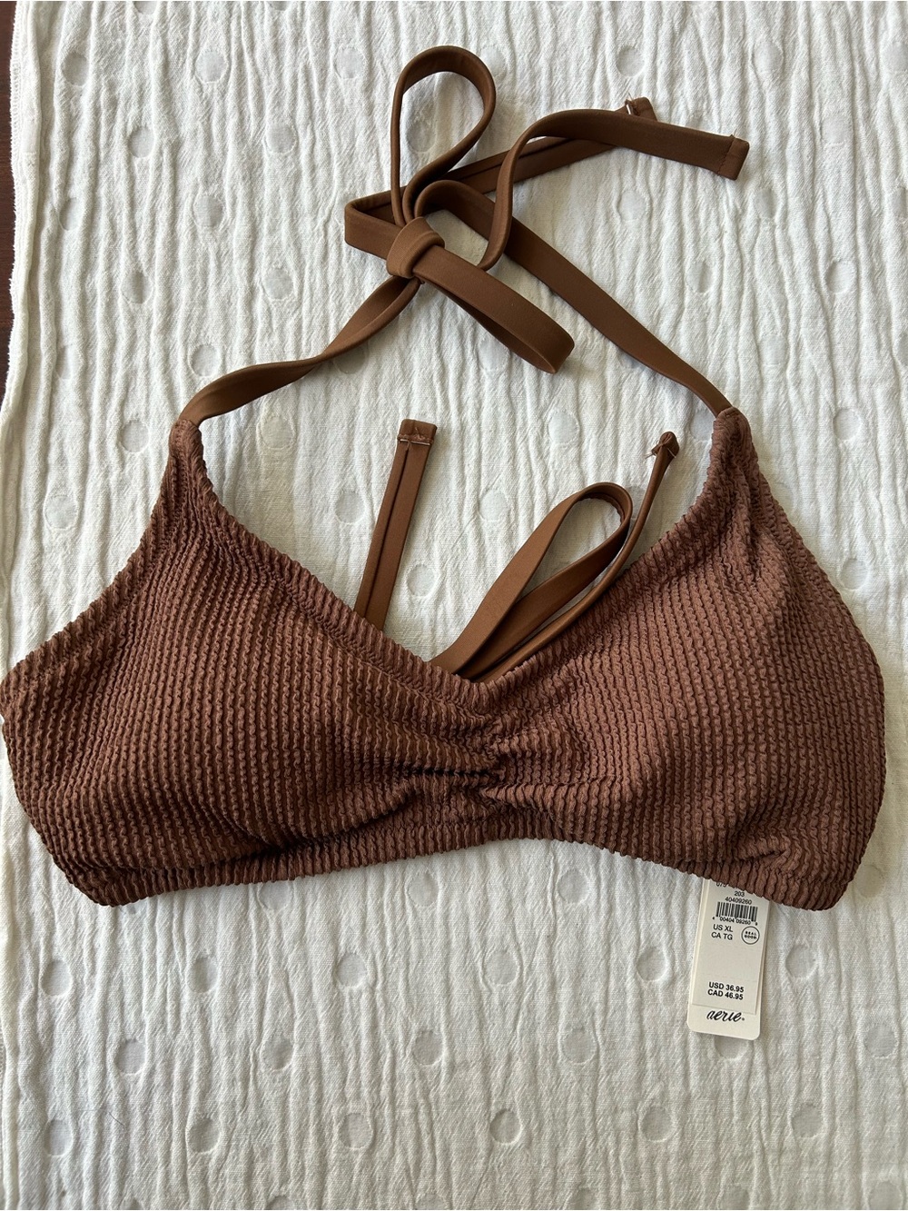 aerie Ribbed Bronze Bikini Top